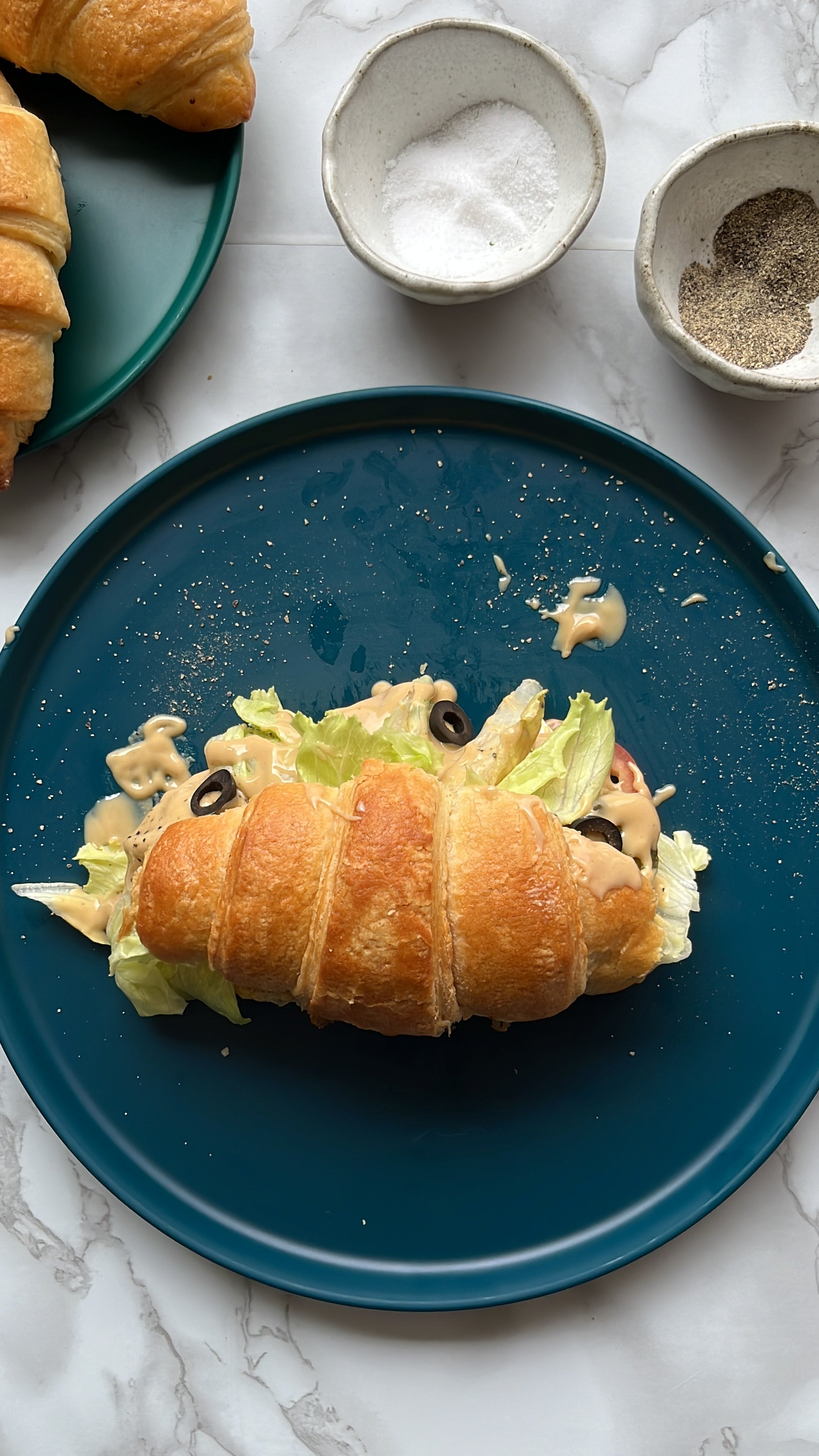 Croissant Sandwich with Sproos Almond Garlic Sauce