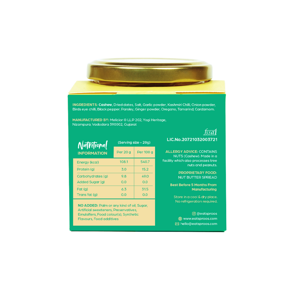 cashew peri-peri nut sauce pack information